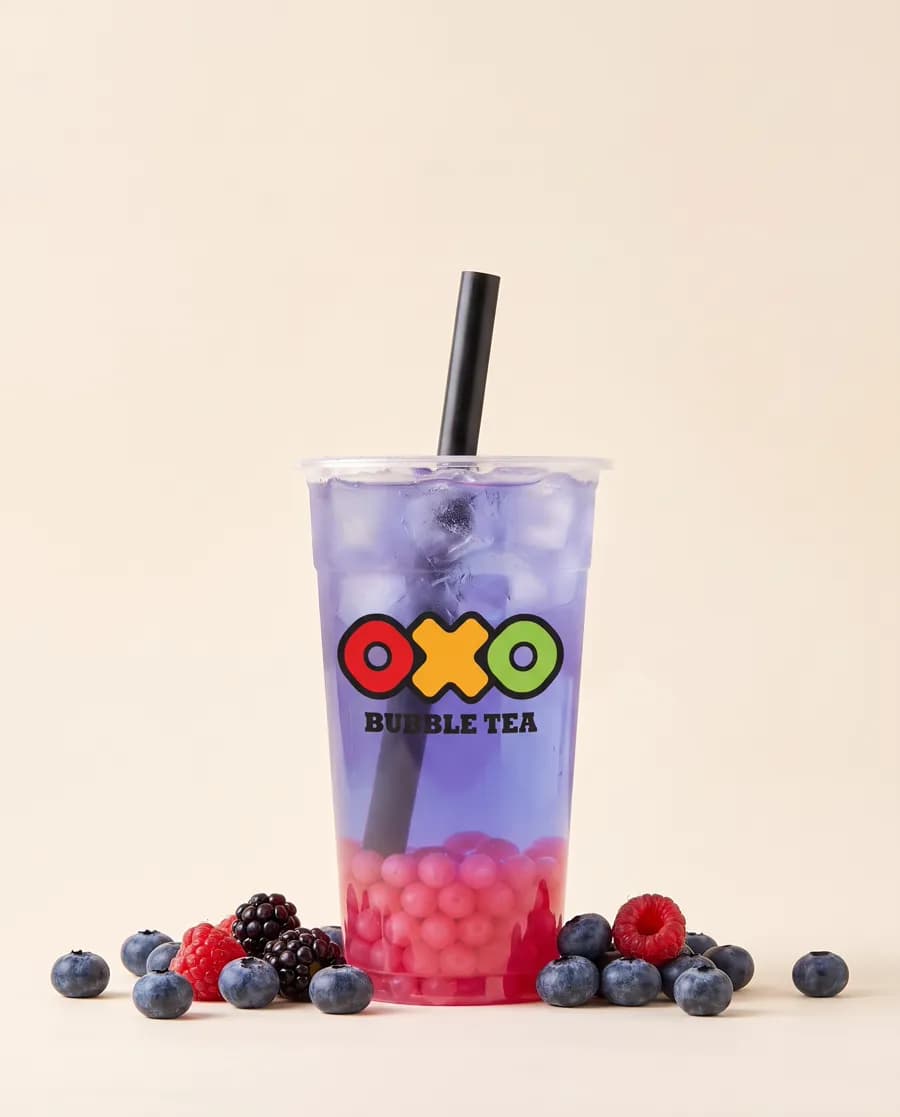 Drink OXO s čajem borůvka a tutti frutti a s kuličkami